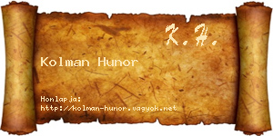Kolman Hunor névjegykártya